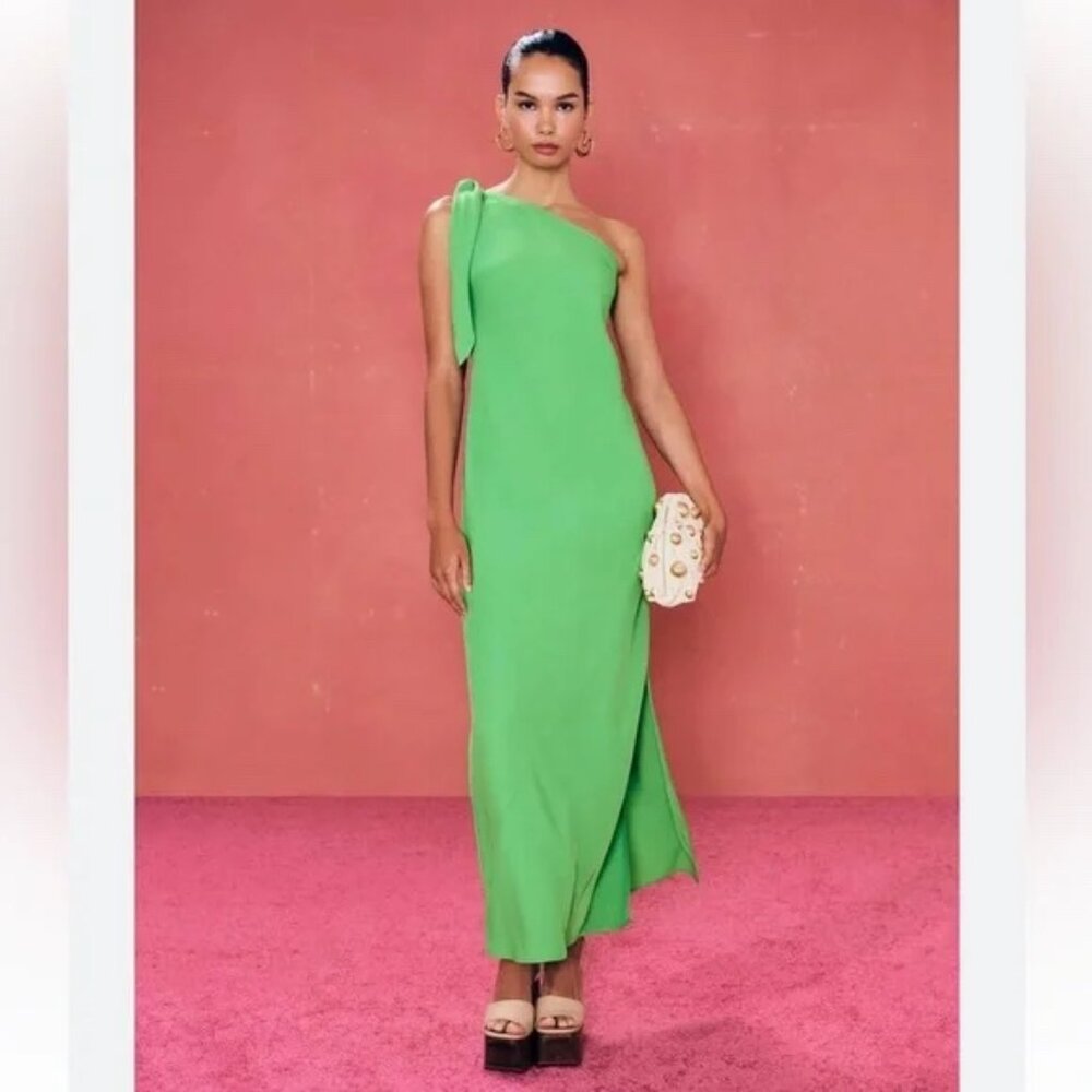 Cult Gaia Kamila One Shoulder Maxi Dress Fern Color Green Small NWT